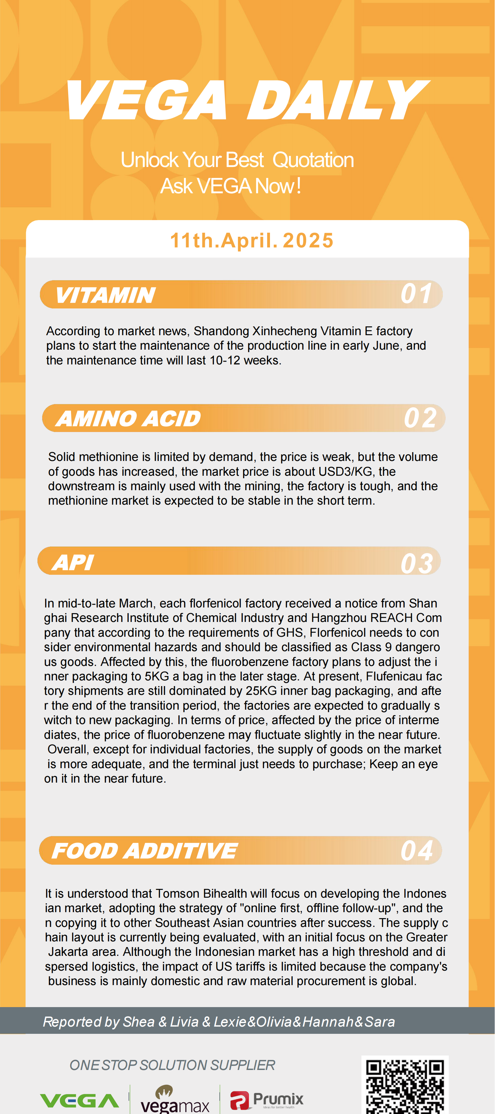 Vega Daily Dated on Apr 15th 2025 Vitamin Amino Acid APl Food Additives.jpeg